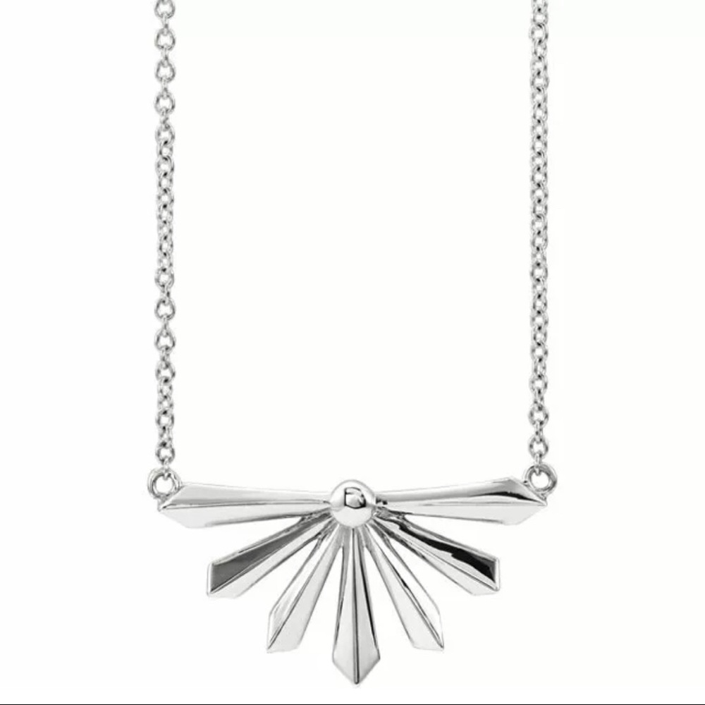 Silver Starburst Necklace Art Deco Style